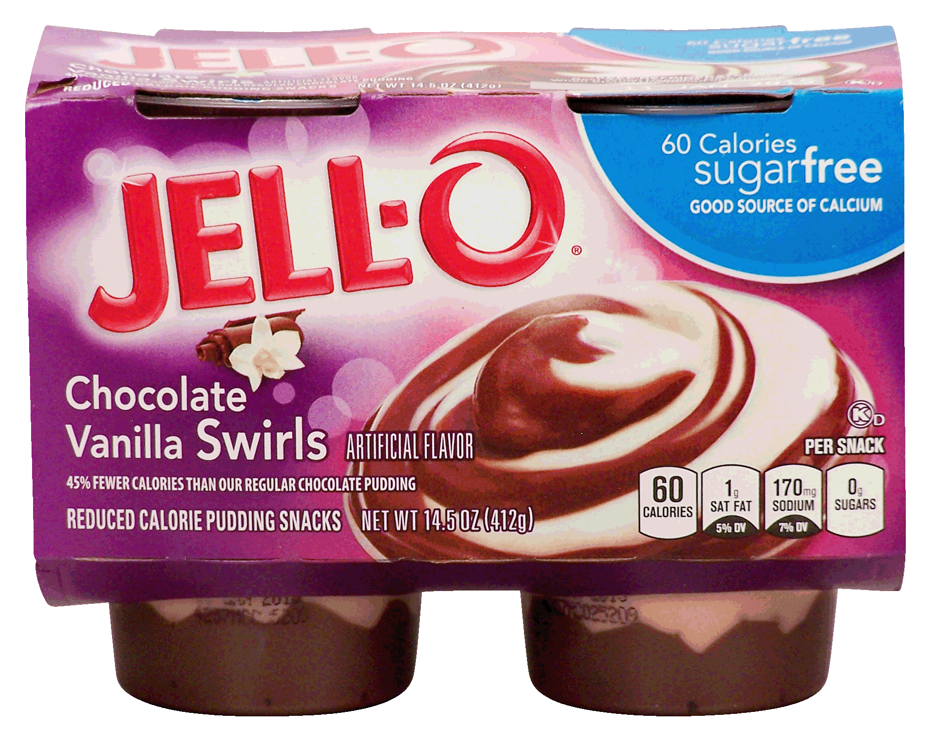 Jell-o  chocolate vanilla swirls pudding, sugar free, 4-cups, refrigerated item Full-Size Picture